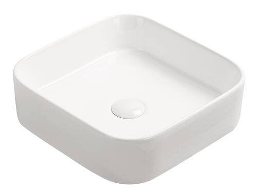 Vasque rectangle à poser LYS en céramique 37 x 37 x 11 cm - blanc brillant